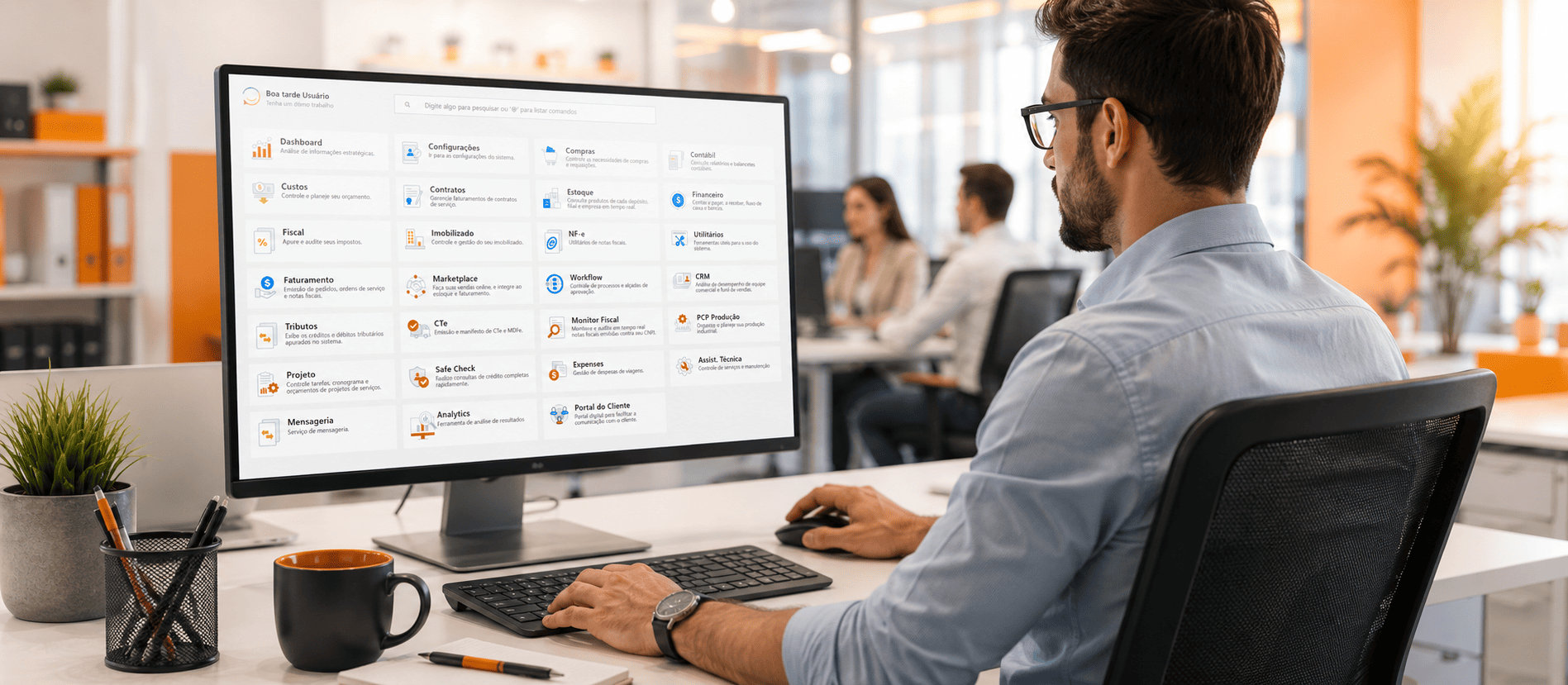 Visão geral dos módulos integrados do ERP M8