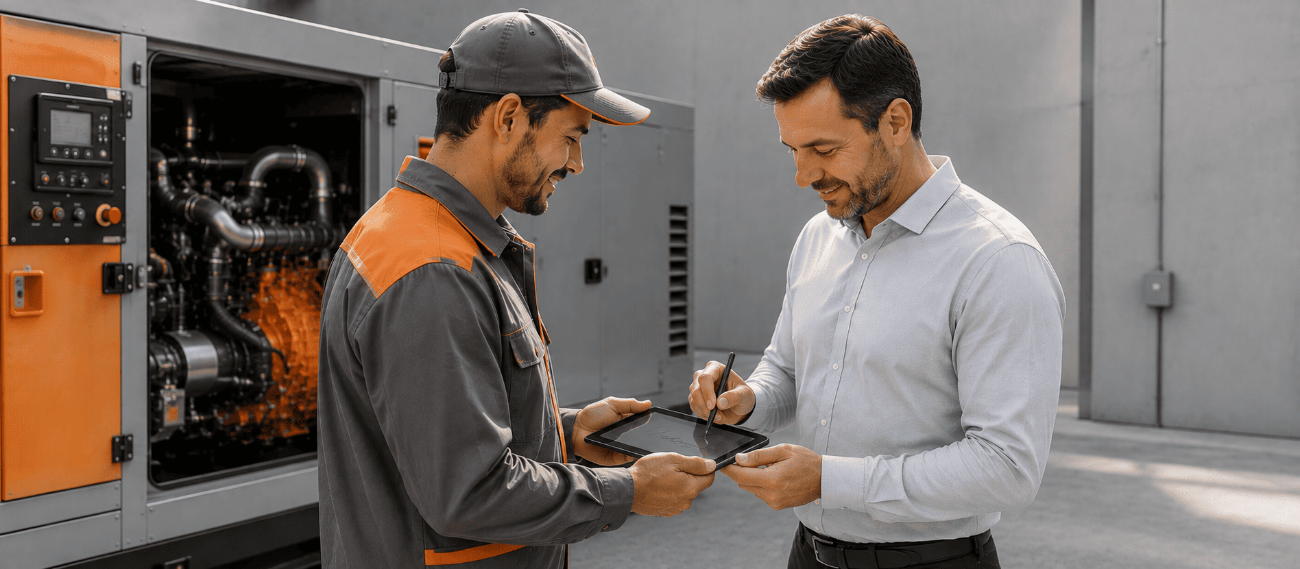 Técnico coletando assinatura digital do cliente no aplicativo de OS