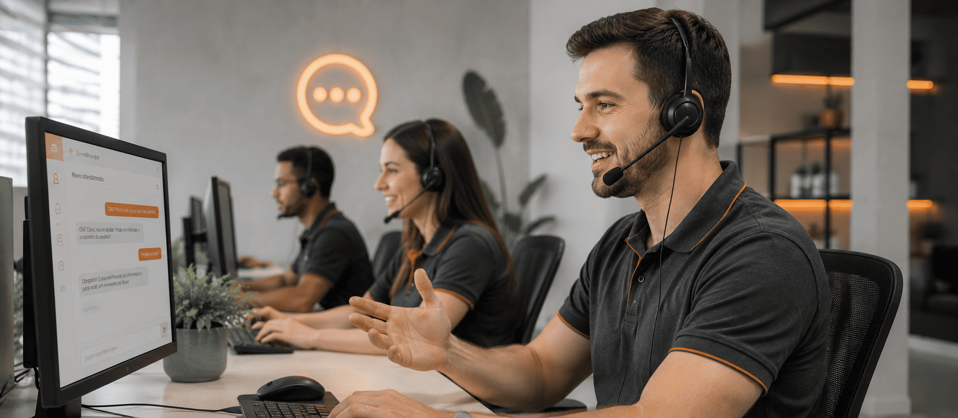 Time da M8 esclarecendo dúvidas de clientes