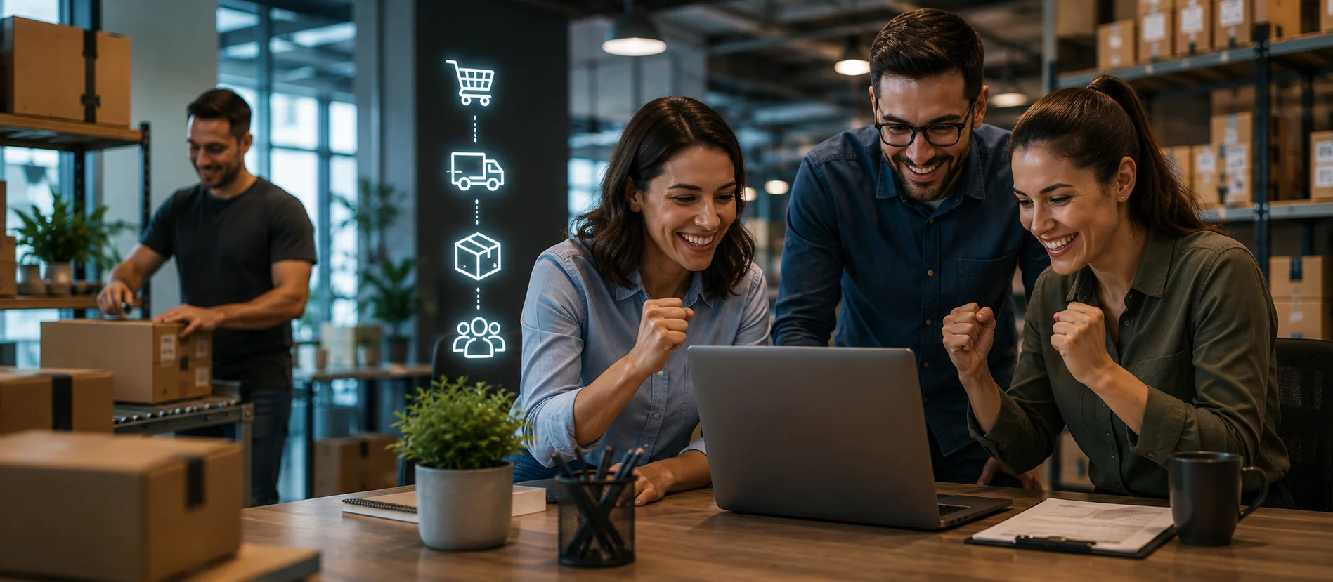Operação de empresa apoiada pelo ERP M8